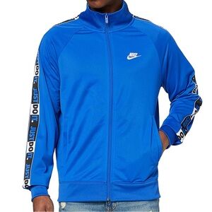 Nike Track Jacket Men M Blue Just Do It Spellout Sportswear Full Zip Athleisure